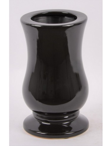 VASE FUNERAIRE CERAMIQUE BOULE NOIR