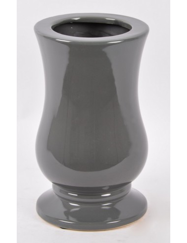 VASE FUNERAIRE CERAMIQUE BOULE GRIS FONCE