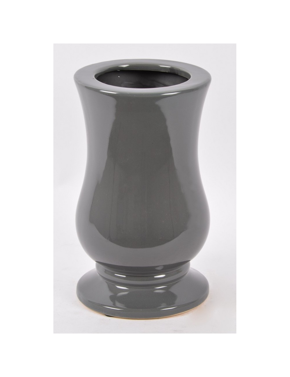 VASE BOULE CERAMIQUE GRIS FONCE