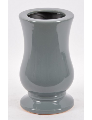 VASE FUNERAIRE CERAMIQUE BOULE GRIS CLAIR