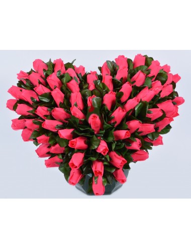 COEUR DE 30 CM MINI BOUTON SUR COUPE OCEA ROSE