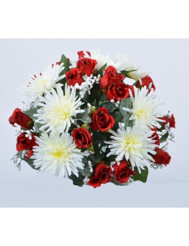 PIQUET CHRYSANTHEME PLAT BOUTON X 24 CREAM RED