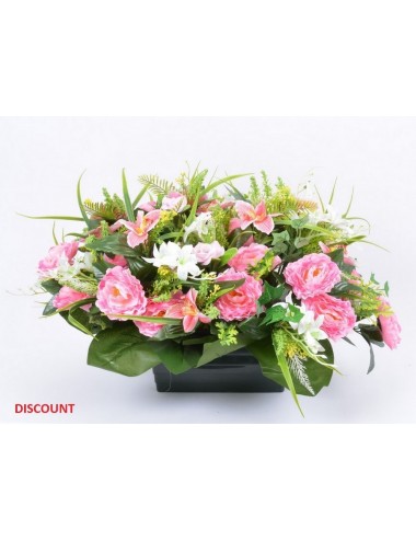 JARDINIERE 25 CM DISCOUNT ROSE ORCHIDEE FRESIA 2X24 TIGES COLORIS ASSORTIS