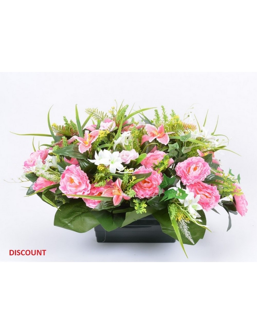 JARDINIERE 25 CM DISCOUNT ROSE ORCHIDEE FRESIA 2X24 TIGES COLORIS ASSORTIS