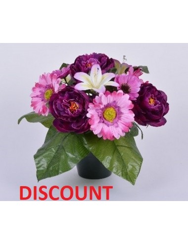 POT DISCOUNT 12 CM PIQUET PIVOINE GERBERA 13 TIGES COLORIS ASSORTIS