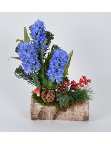 BUCHE BOIS 20 CM SAPIN JACINTHE PICK NOEL BLUE