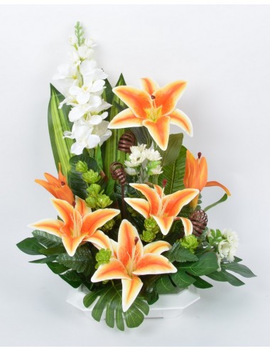 COUPE CARRE BLANC LYS DELPHINIUM BONNIE CREAM BROWN