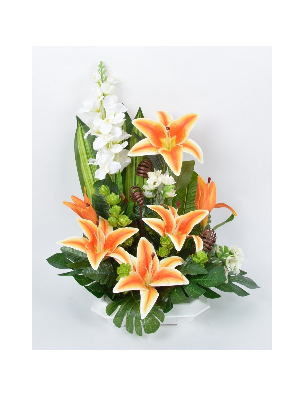COUPE CARRE BLANC LYS DELPHINIUM BONNIE CREAM BROWN