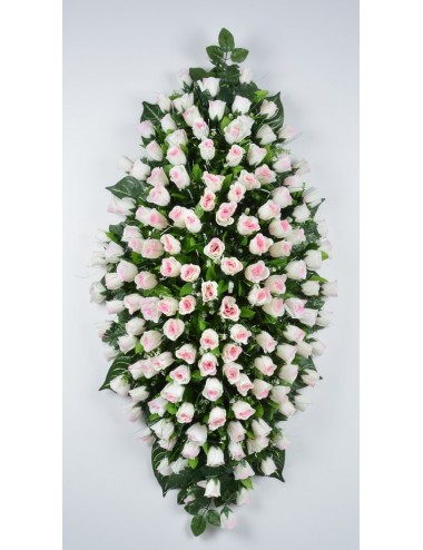 DESSUS DE CERCEUIL 80 CM BOUTON DE ROSE GYPSOPHILLE RED