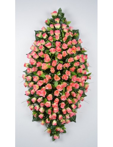 DESSUS DE CERCEUIL 80 CM BOUTON DE ROSE GYPSOPHILLE RED