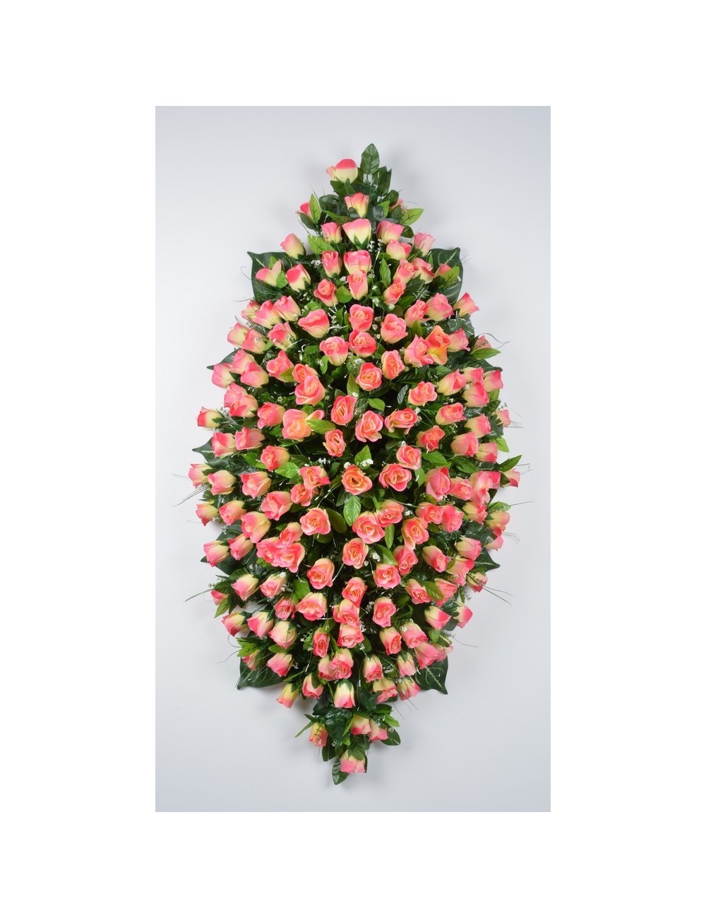 DESSUS DE CERCEUIL 80 CM BOUTON DE ROSE GYPSOPHILLE RED