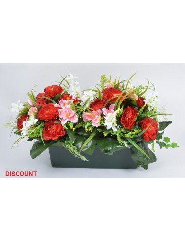 JARDINIERE 40 CM PIVOINE RENONCULE X18 TIGES ASS