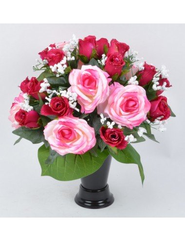 BOUQUET DE VASE ROSE BOUTON ASS