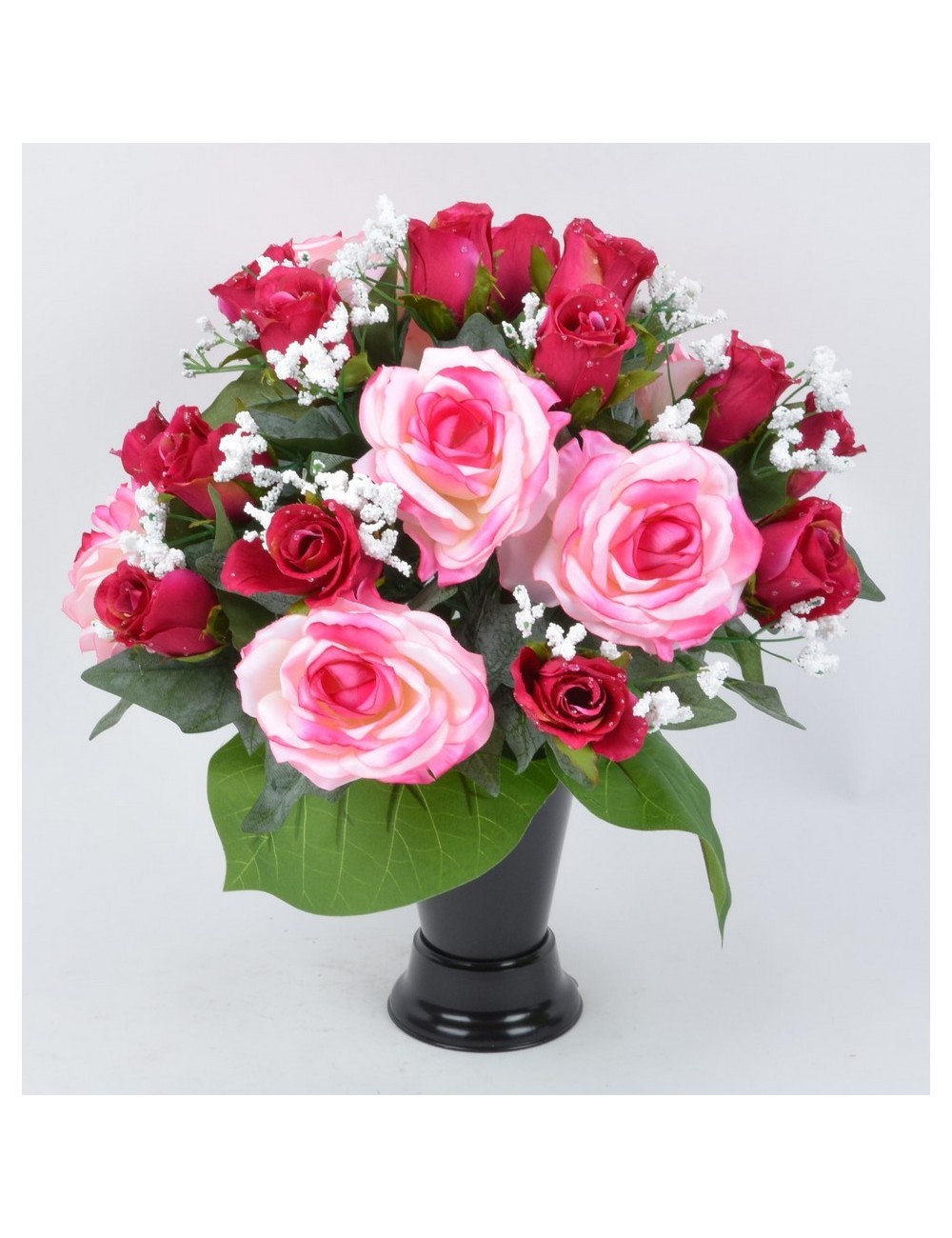 BOUQUET DE VASE ROSE BOUTON ASS