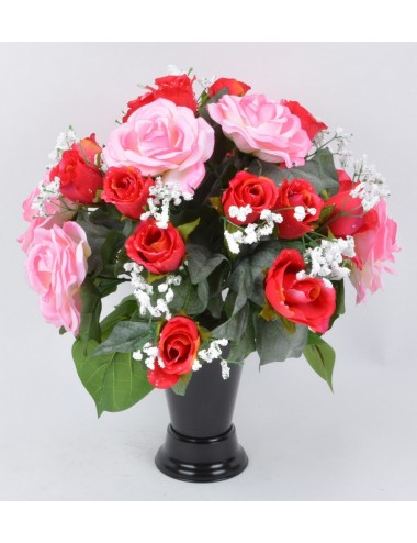 BOUQUET DE VASE ROSE BOUTON ASS