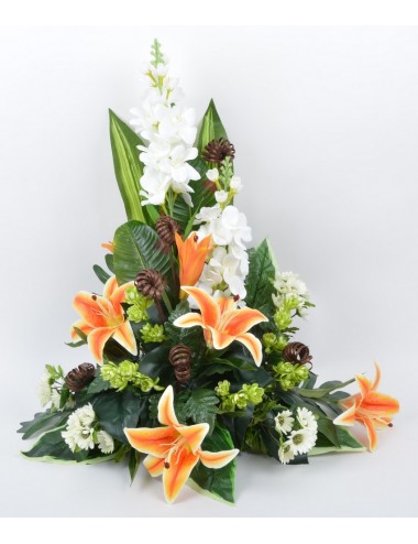 DEVANT DE TOMBE PM LYS DELPHINIUM BONNIE ORANGE