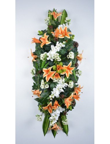 DESSUS DE CERCEUIL LYS DELPHINIUM BONNIE CREAM BROWN