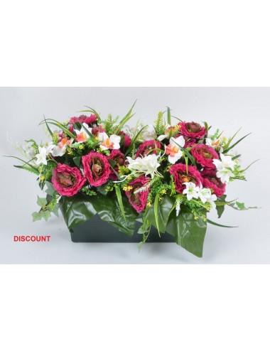 JARDINIERE 40 CM PIVOINE RENONCULE X18 TIGES ASS