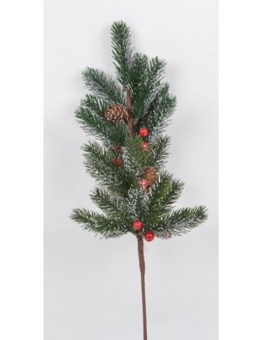 BRANCHE DE SAPIN SILVER + POMME DE PIN + BOULE RED