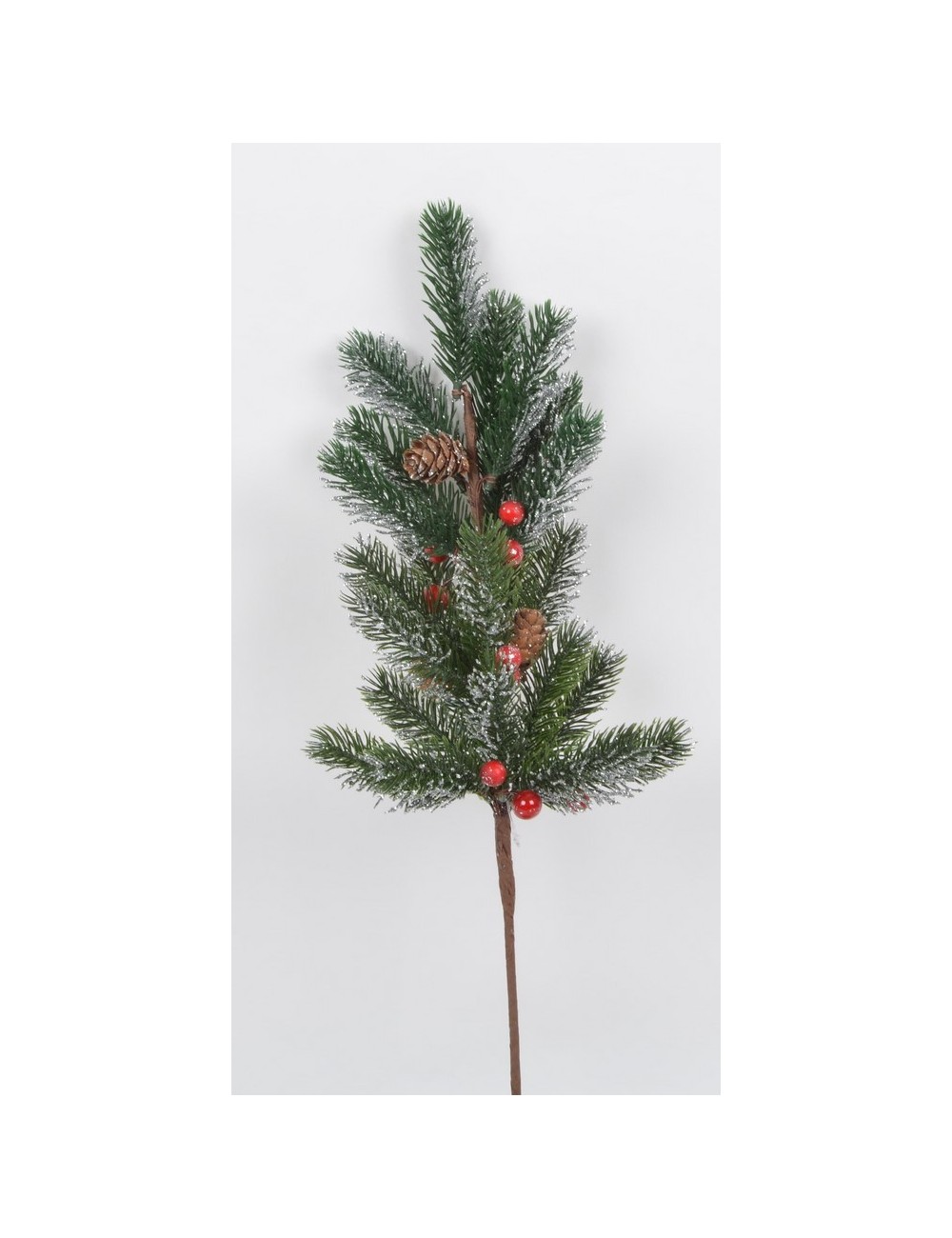 BRANCHE DE SAPIN SILVER + POMME DE PIN + BOULE RED