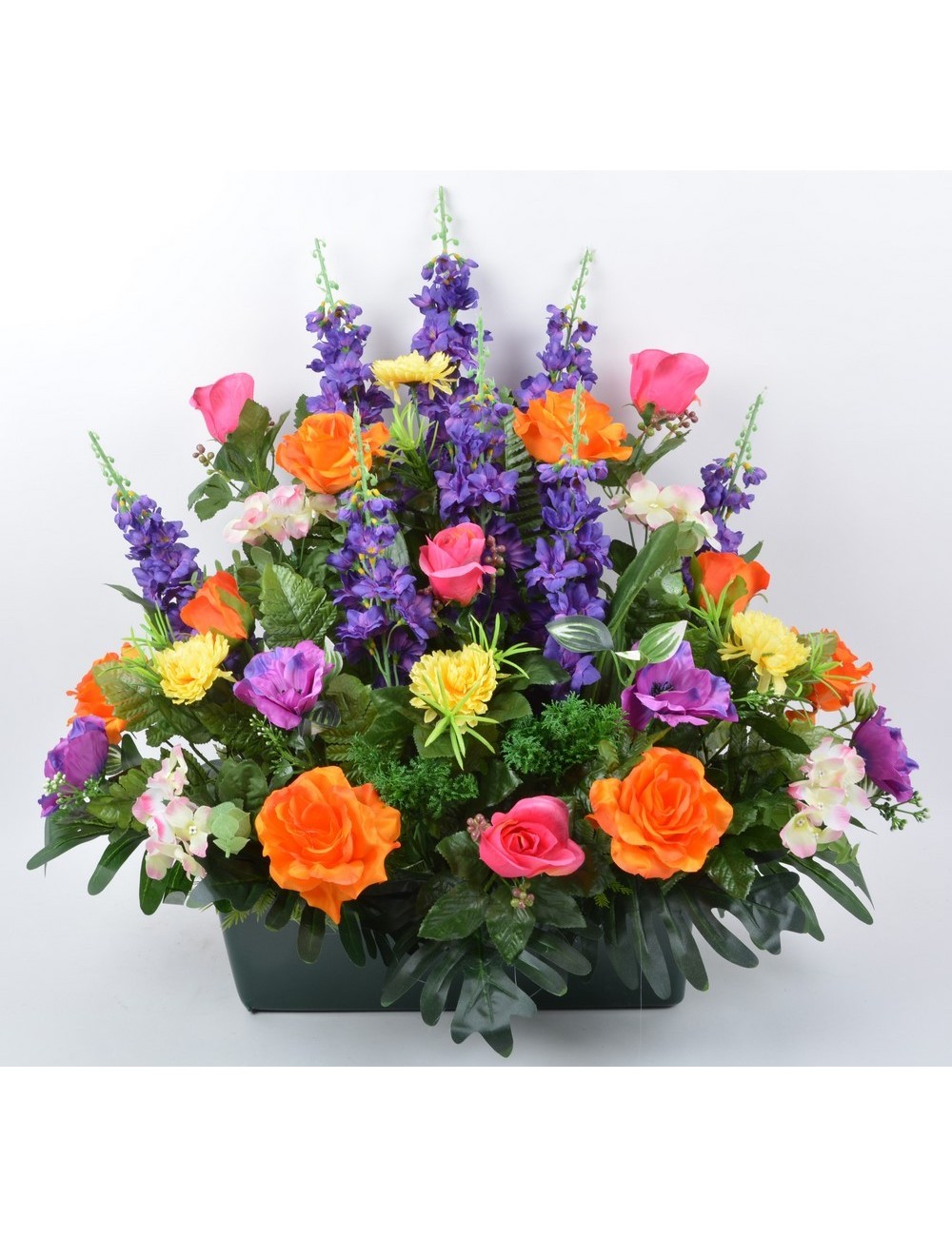 JARDINIERE 40 CM DELPHINIUM BOUTON ANEMONE HORTENSIA MULTICOLORE JARDINIERE 40 CM DELPHINIUM BOUTON ANEMONE HORTENSIA MULTICOLORE