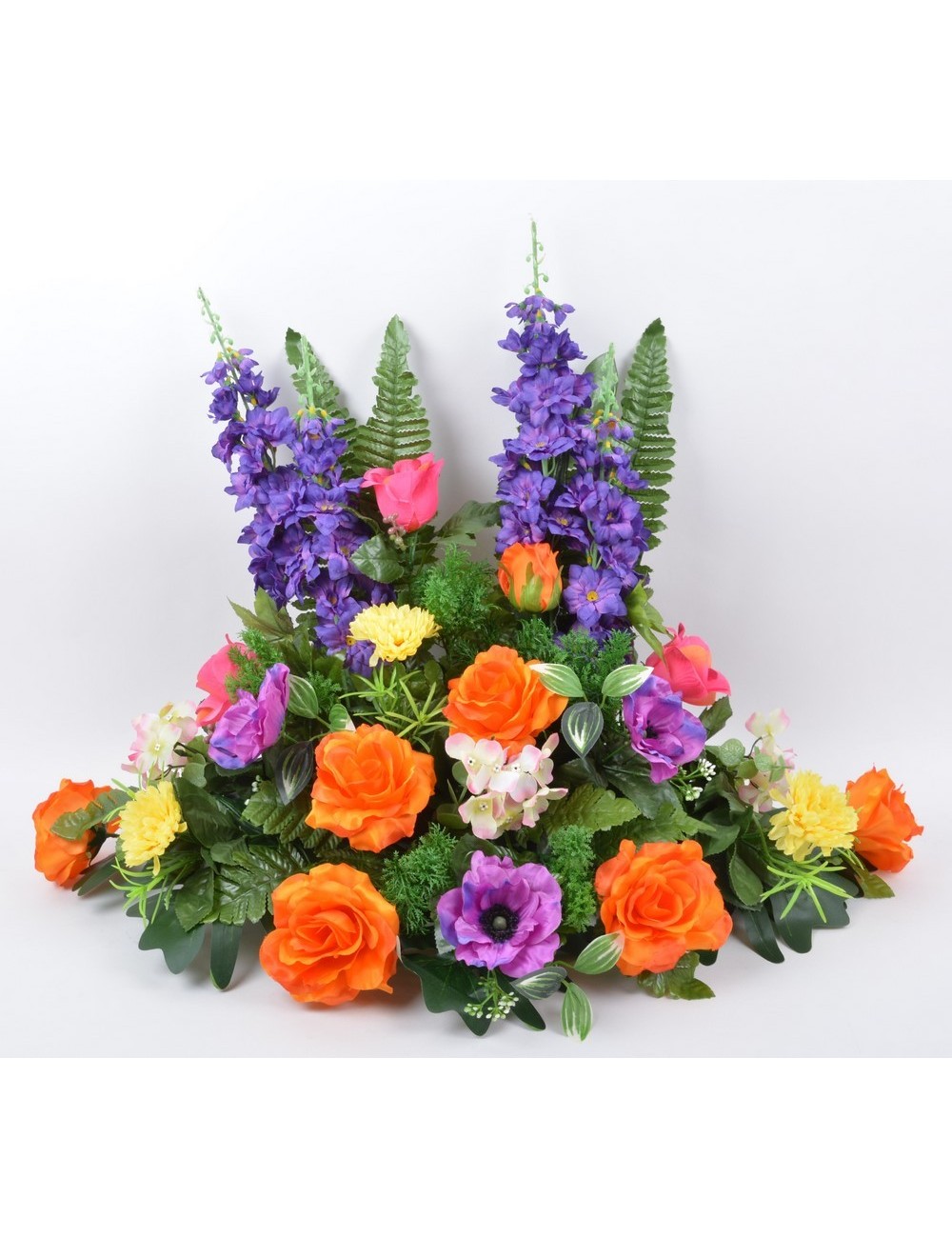 COUSSIN 30 CM DELPHINIUM BOUTON ANEMONE HORTENSIA MULTICOLORE