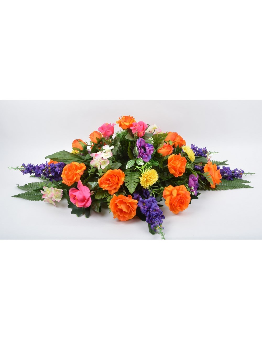 COUSSIN DELPHINIUM BOUTON ANEMONE HORTENSIA MULTICOLORE