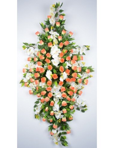 DESSUS DE CERCUEIL BOUTON ORCHIDEE SALMON