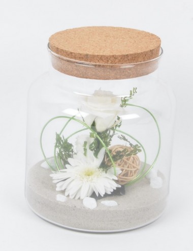 TERRARIUM GM BOUCHON EN LIEGE SABLE FLEURS STABILISEES CREAM