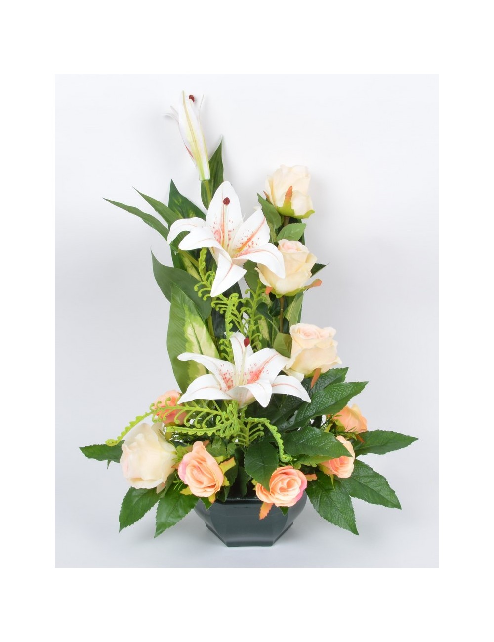OCEA 20 CM LYS ROSE FOUGERE VELOURS RED WHITE