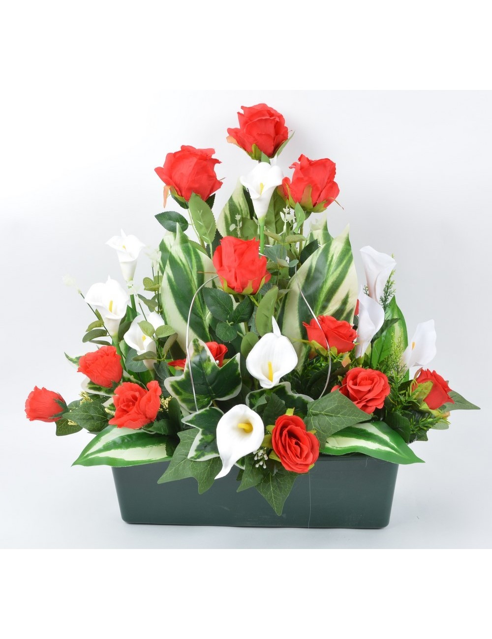 JARDINIERE 40 CM ROSE ARUM RED CREAM