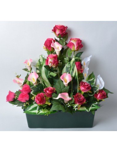 JARDINIERE 40 CM ROSE ARUM RED CREAM