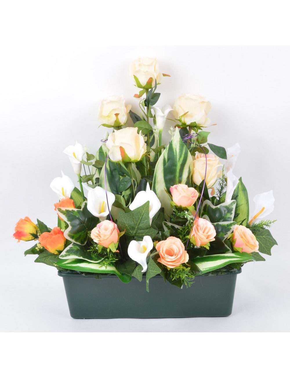 JARDINIERE 40 CM ROSE ARUM RED CREAM