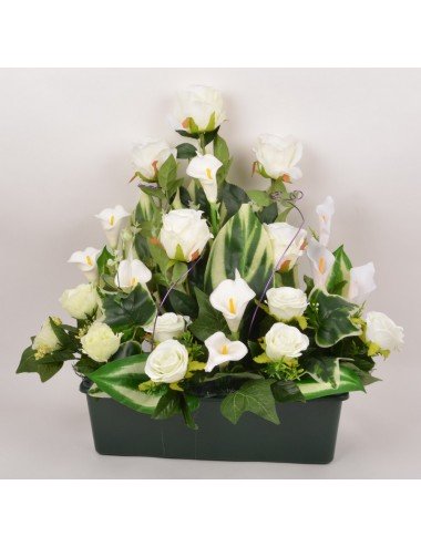 JARDINIERE 40 CM ROSE ARUM RED CREAM