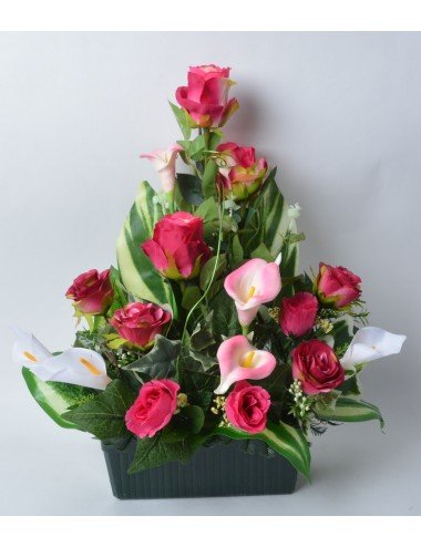 JARDINIERE 25 CM ROSE ARUM RED CREAM