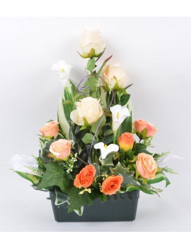 JARDINIERE 25 CM ROSE ARUM RED CREAM