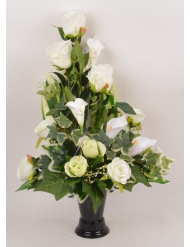 BOUQUET DE VASE ROSE ARUM RED CREAM