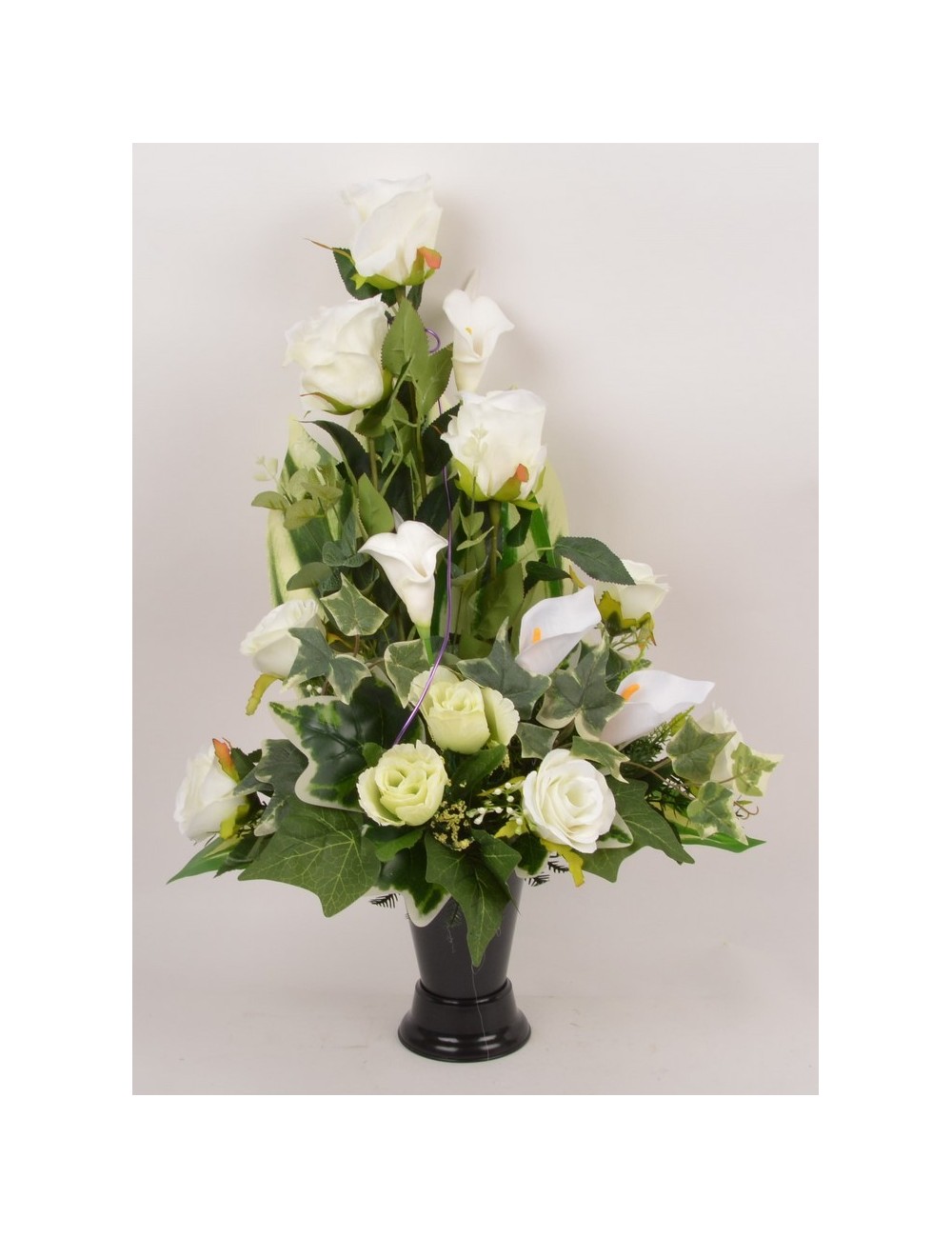 BOUQUET DE VASE ROSE ARUM RED CREAM