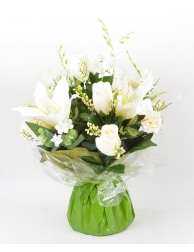 BOUQUET BULLE LYS FRESIA BOUTON EUCALYPTUS CREAM