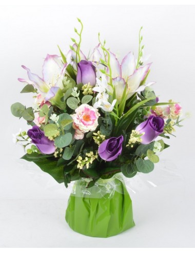 BOUQUET BULLE LYS FRESIA BOUTON EUCALYPTUS LILAC