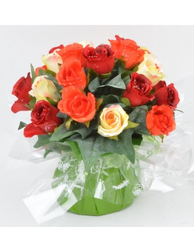 BOUQUET BULLE BOUTON DE ROSE GOUTTE D'EAU ORANGE