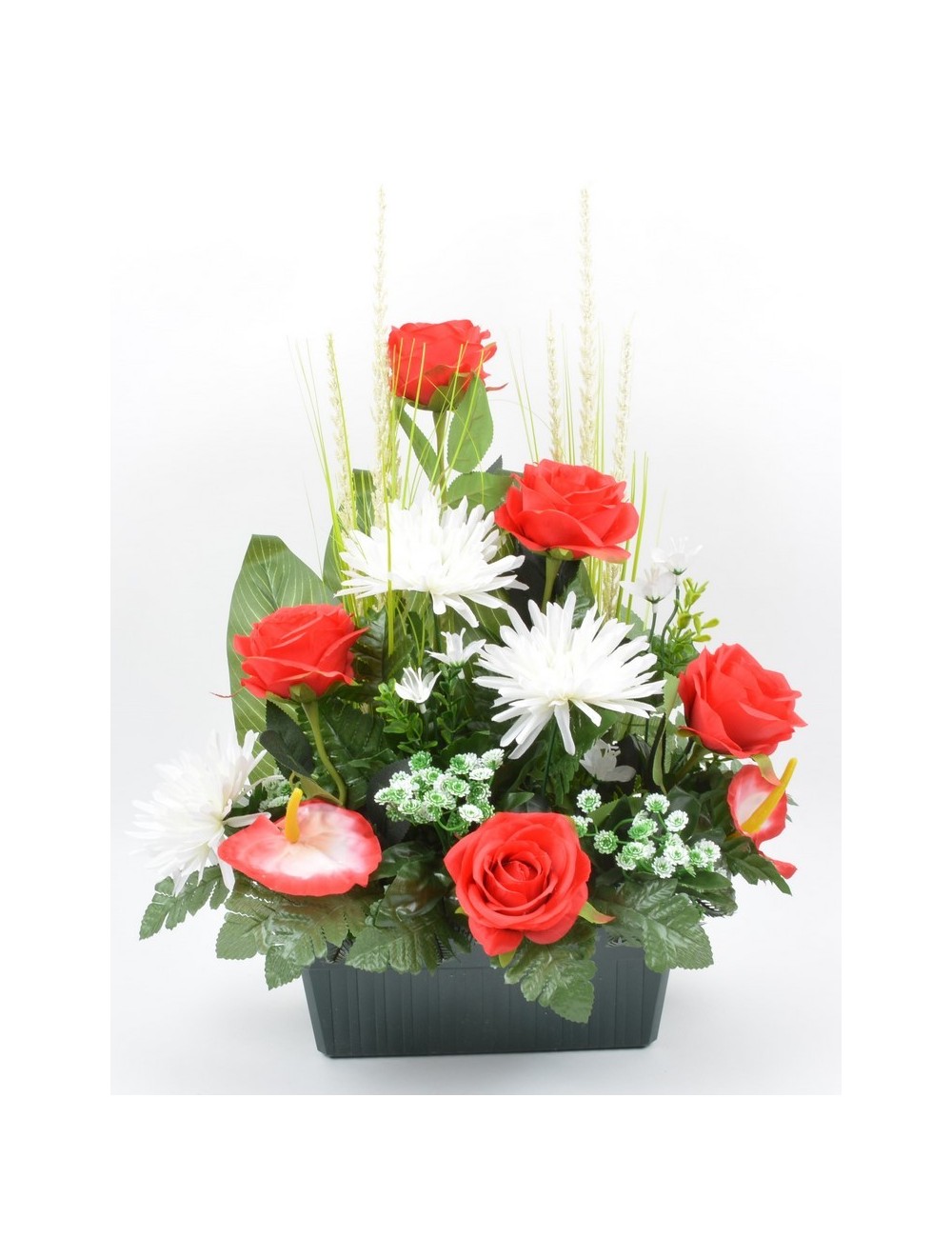 JARDINIERE 25 CM ROSE TOKIO ANTHURIUM RED WHITE