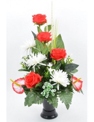 BOUQUET DE VASE ROSE TOKIO ANTHURIUM RED WHITE