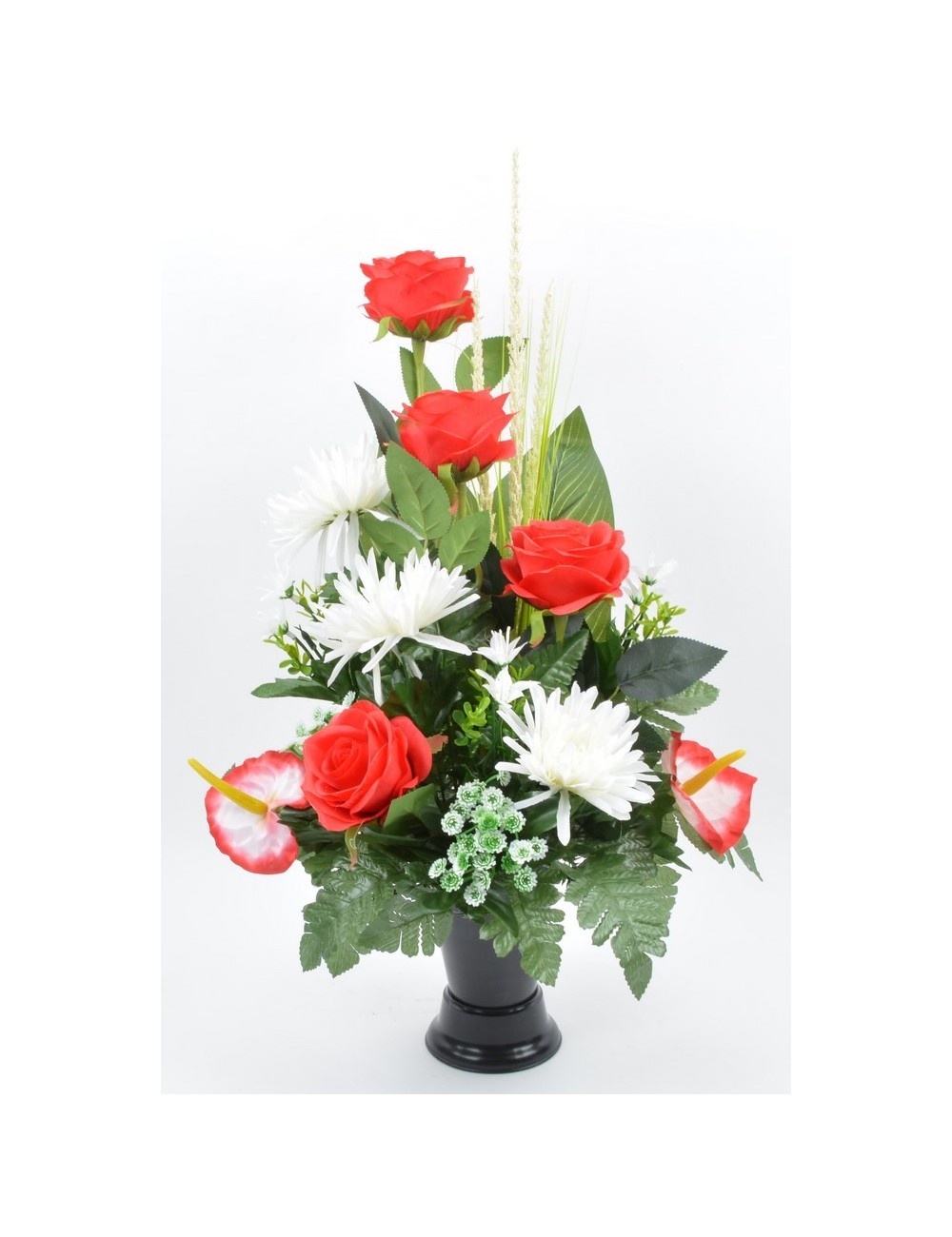 BOUQUET DE VASE ROSE TOKIO ANTHURIUM RED WHITE