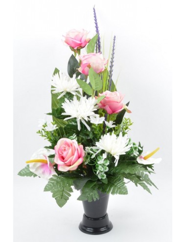 BOUQUET DE VASE ROSE TOKIO ANTHURIUM PINK WHITE