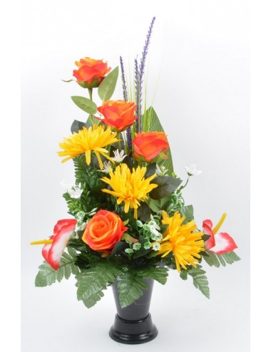 BOUQUET DE VASE ROSE TOKIO ANTHURIUM ORANGE YELLOW