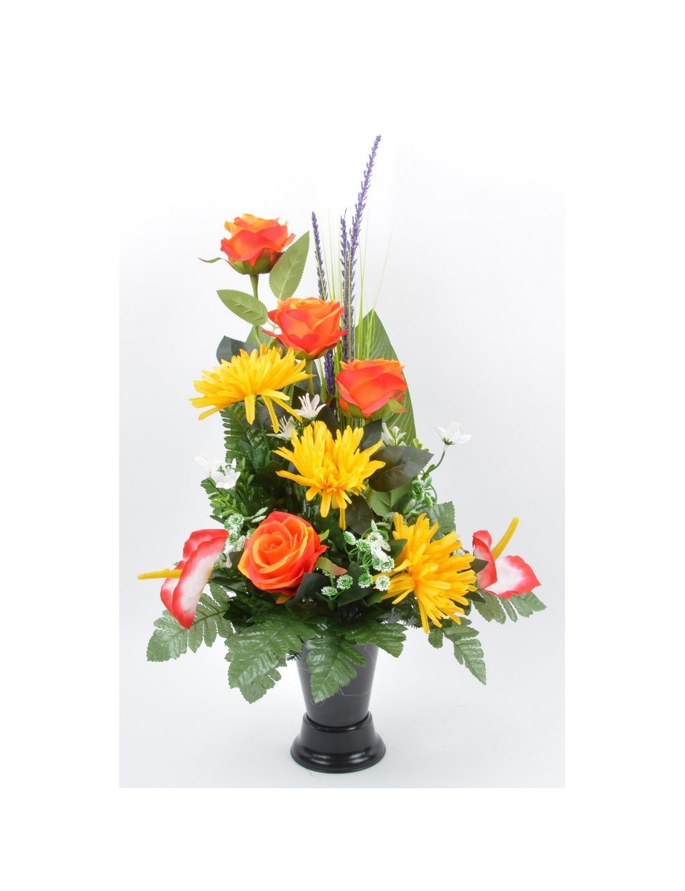 BOUQUET DE VASE ROSE TOKIO ANTHURIUM ORANGE YELLOW