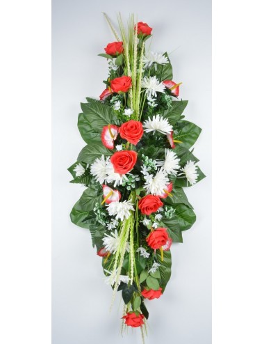 DESSUS DE CERCUEIL ROSE TOKIO ANTHURIUM RED WHITE