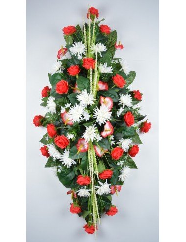 DESSUS DE CERCUEIL ROSE TOKIO ANTHURIUM RED WHITE