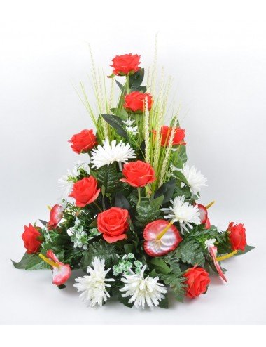 DEVANT DE TOMBE PM ROSE TOKIO ANTHURIUM RED WHITE